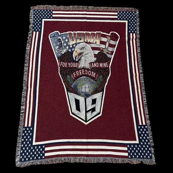 USMA Eagle Freedom Tapestry Throw Blanket United States Military Academy Patriot - Picture 2 of 5